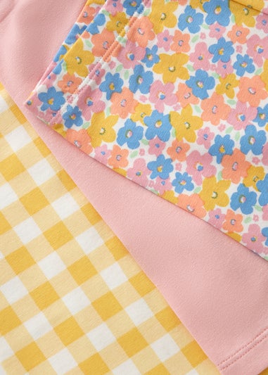 3 Pack Girls Pink Floral Cycling Shorts (1-7yrs)