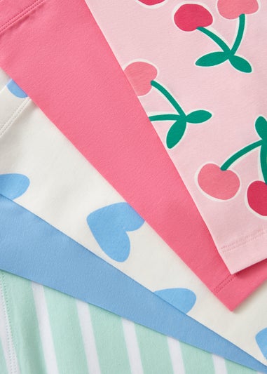 5 Pack Girls Pink Cherry Cycling Shorts (1-7yrs)