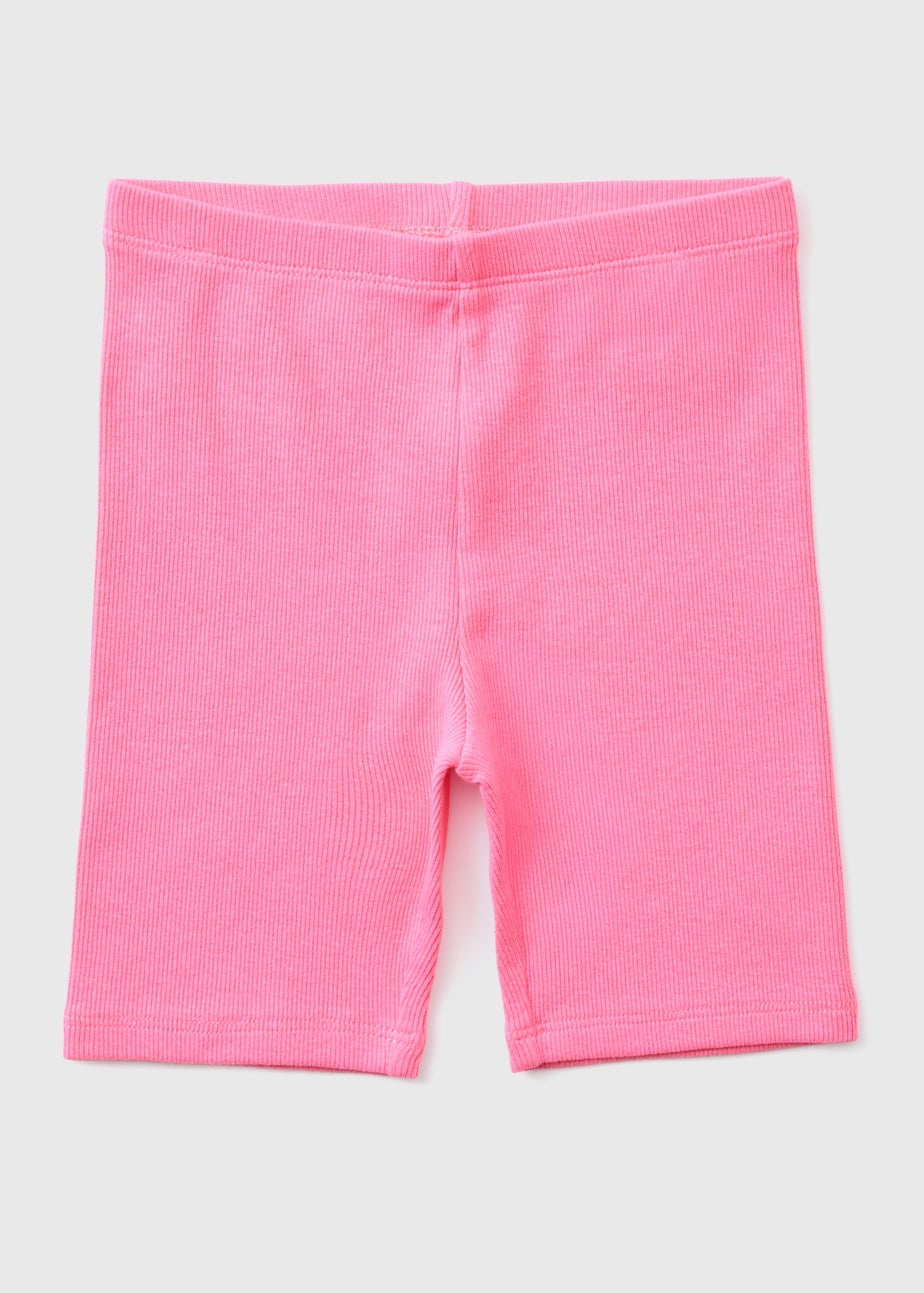 Girls Pink Ribbed Cycling Shorts (1-7yrs)