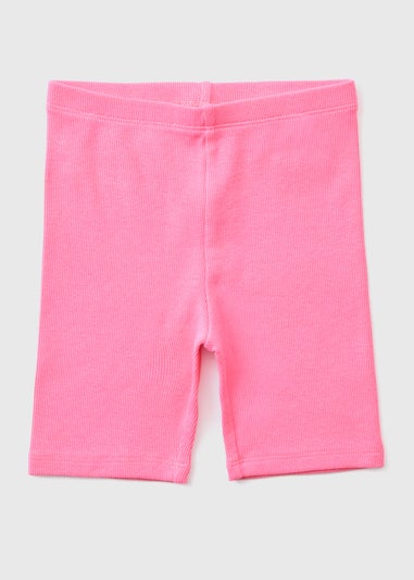 Girls Pink Ribbed Cycling Shorts (1-7yrs)