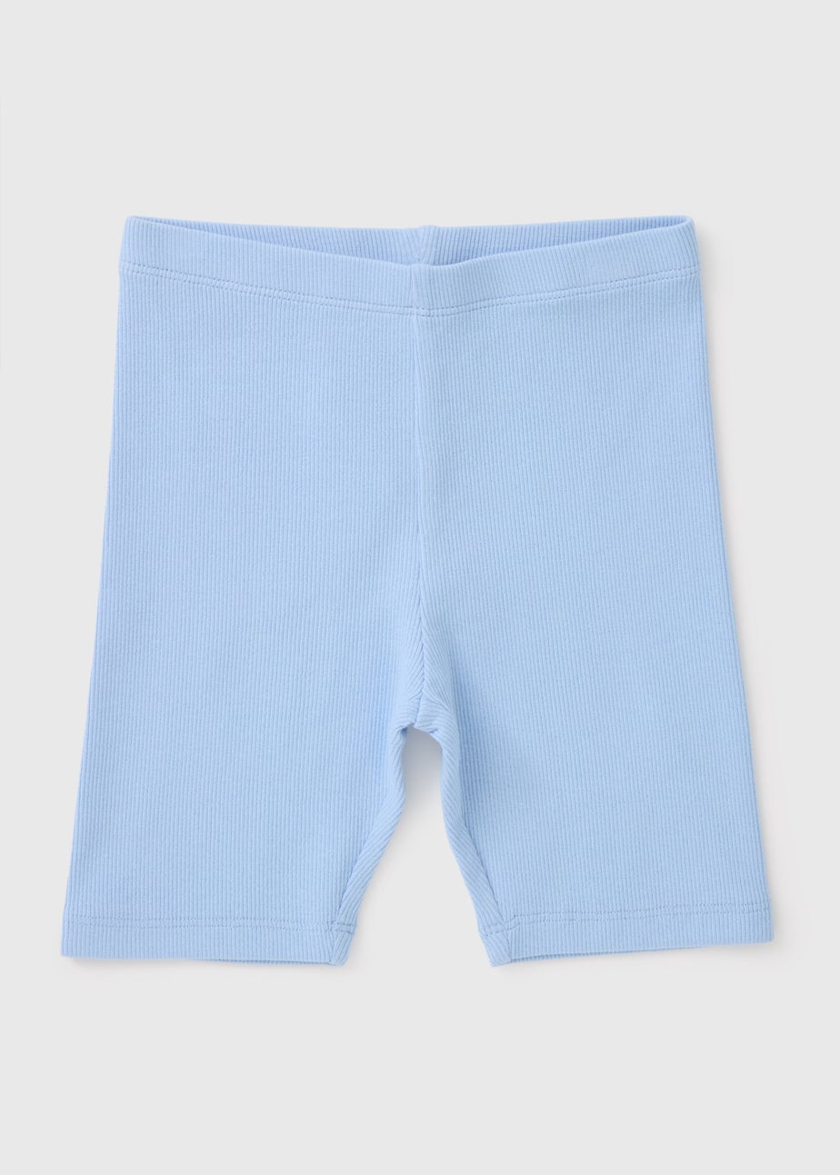 Girls Blue Ribbed Cycling Shorts (1-7yrs)