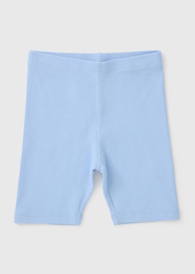 Girls Blue Ribbed Cycling Shorts (1-7yrs)