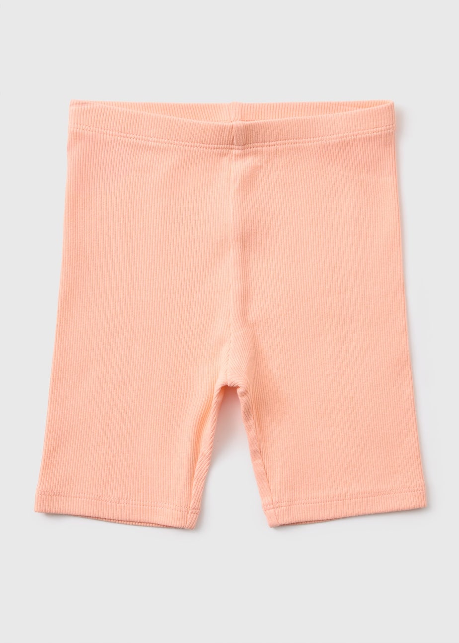 Girls Orange Ribbed Cycle Shorts (1-7yrs)