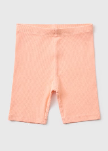 Girls Orange Ribbed Cycle Shorts (1-7yrs)