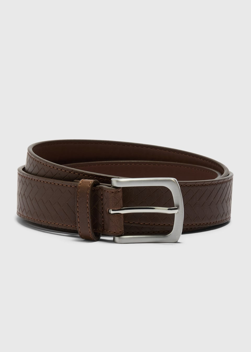 Brown Herringbone Embossed Belt