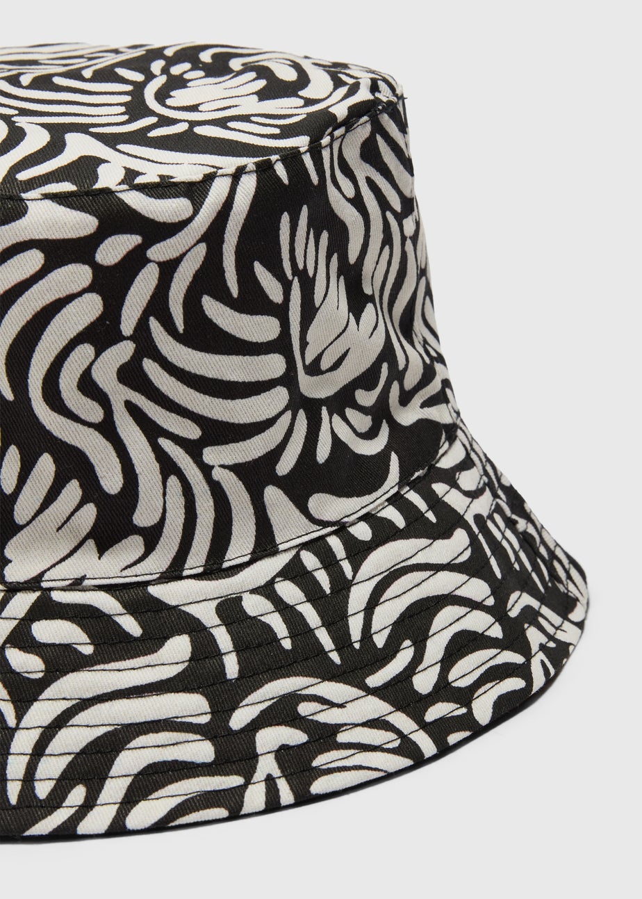 Black Abstract Reversible Bucket Hat