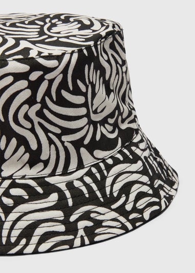 Black Abstract Reversible Bucket Hat