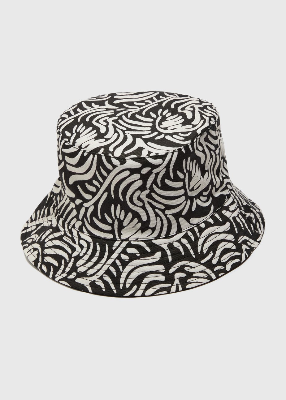 Black Abstract Reversible Bucket Hat
