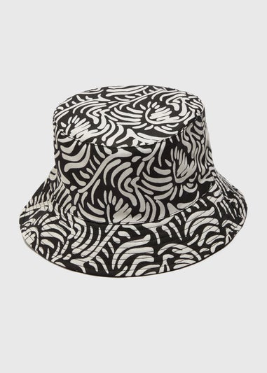 Black Abstract Reversible Bucket Hat