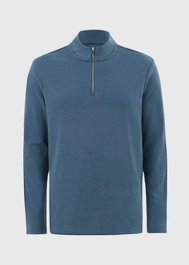Blue Airtex Co Ord Half Zip Top