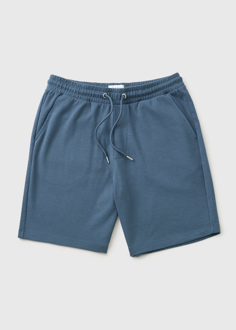 Blue Textured Co Ord Shorts