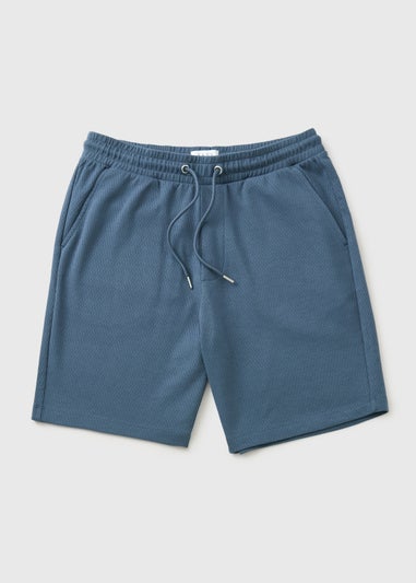 Blue Textured Co Ord Shorts