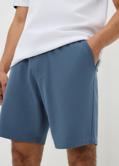 Blue Textured Co Ord Shorts