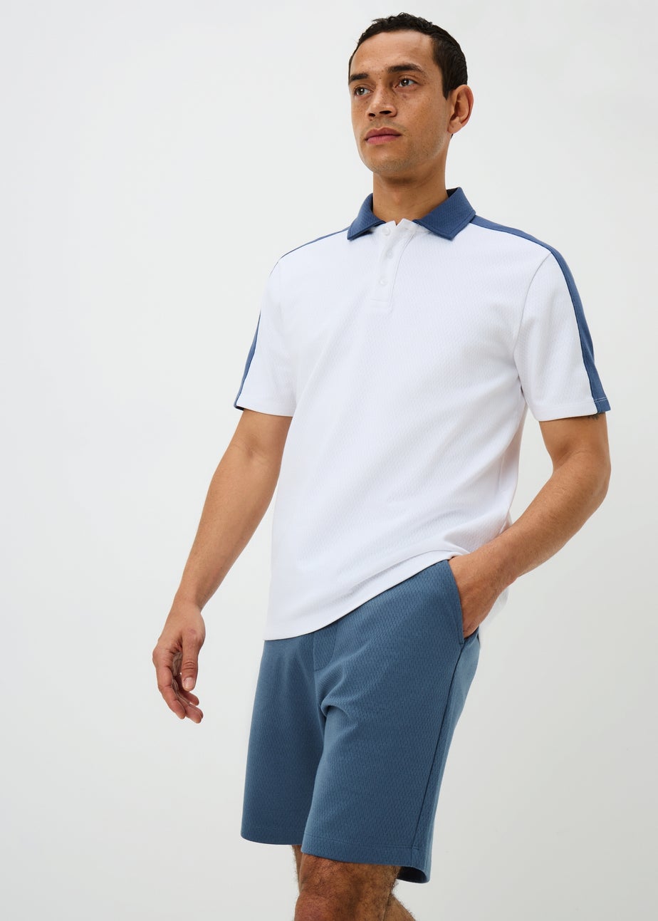 Blue Textured Co Ord Shorts