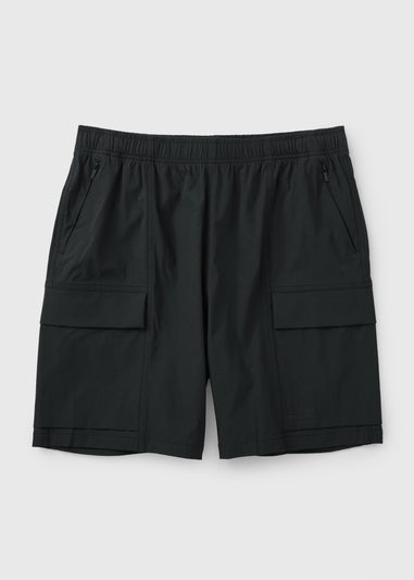 Black Ripstop Tech Cargo Shorts