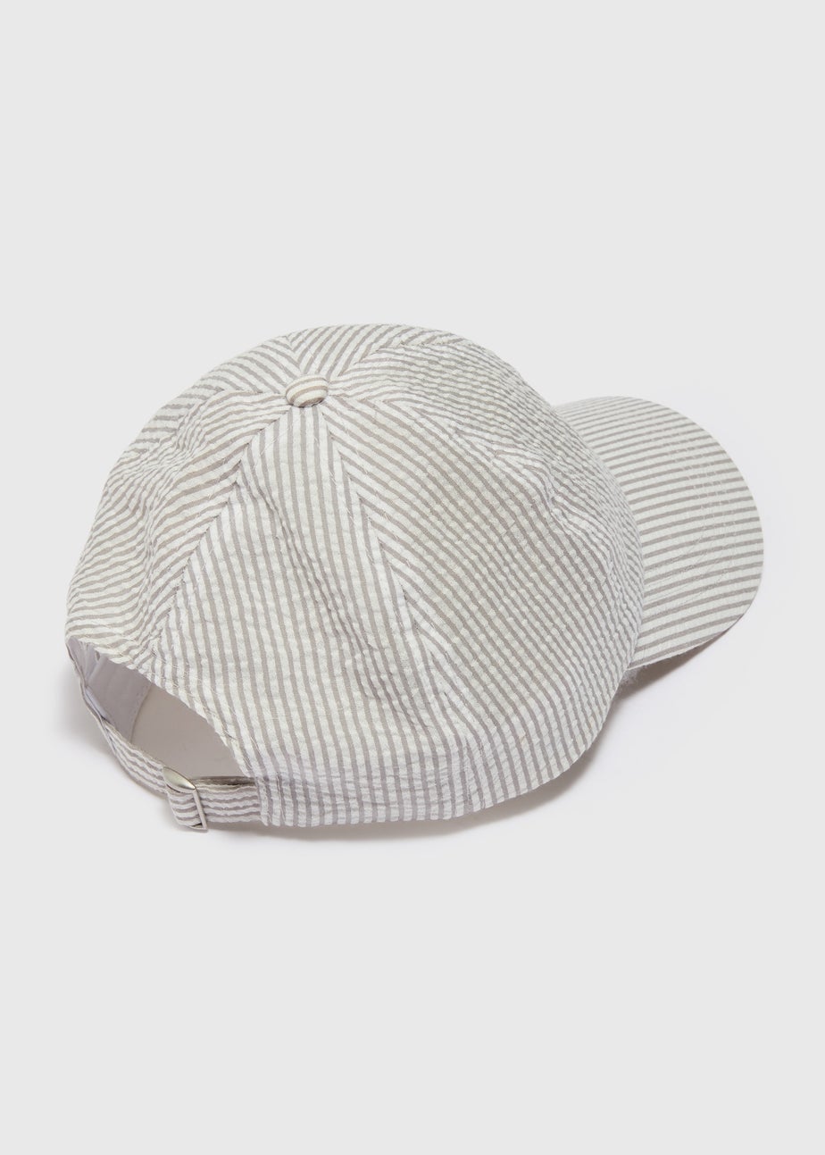 Grey Stripe Seersucker Cap