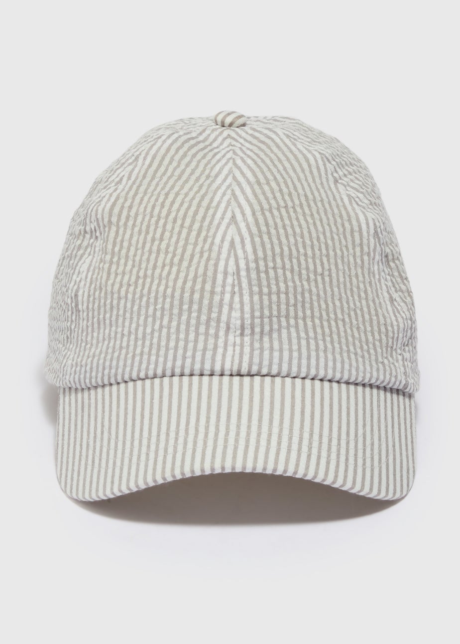 Grey Stripe Seersucker Cap