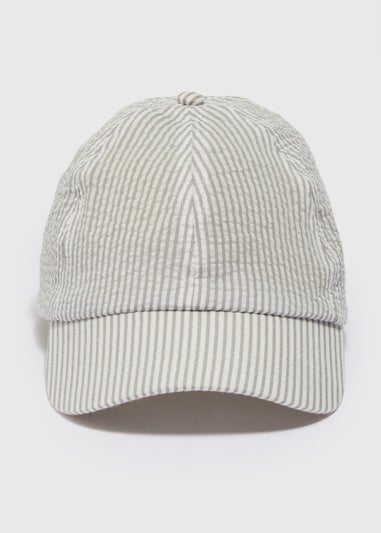 Grey Stripe Seersucker Cap