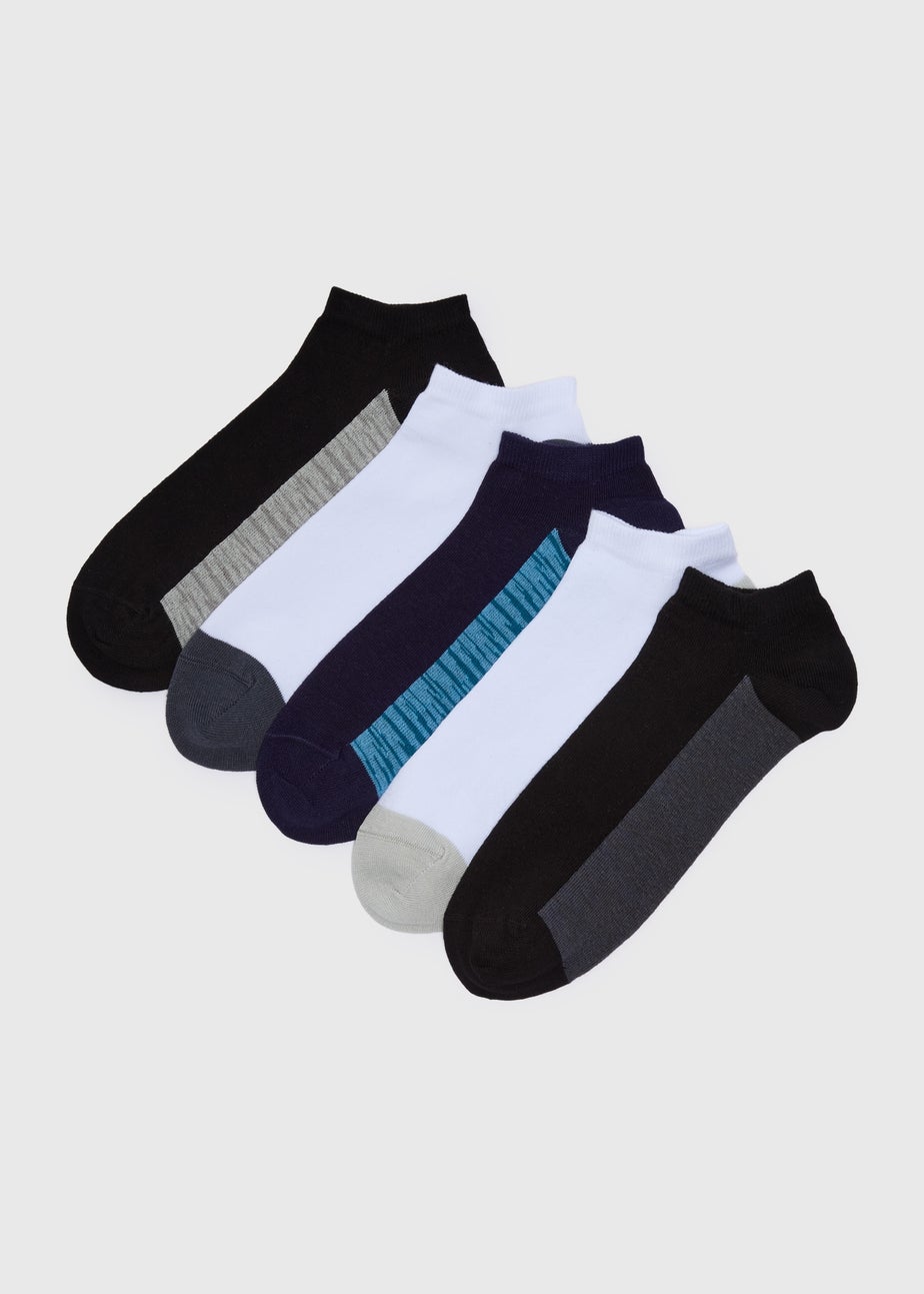 5 Pack Multi Footbed Trainer Socks