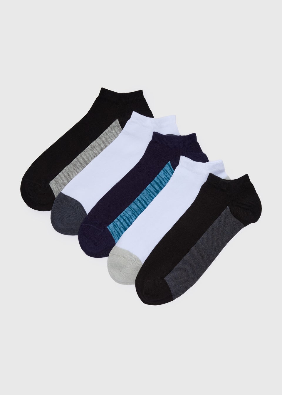 5 Pack Multi Footbed Trainer Socks
