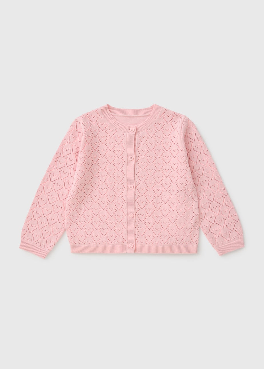 Girls Pink Pointelle Cardigan (1-7yrs)