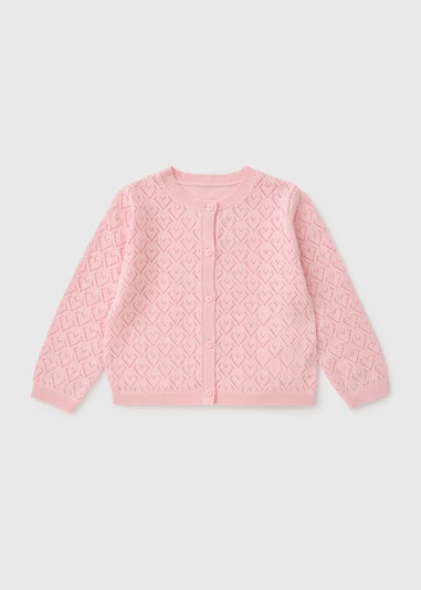 Girls Pink Pointelle Cardigan (1-7yrs)