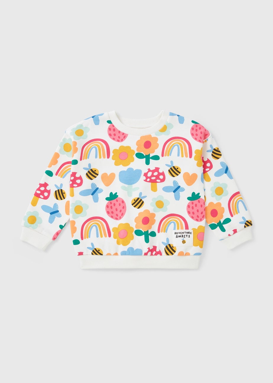 Girls Multicolour Rainbow Print Sweatshirt (1-7yrs)