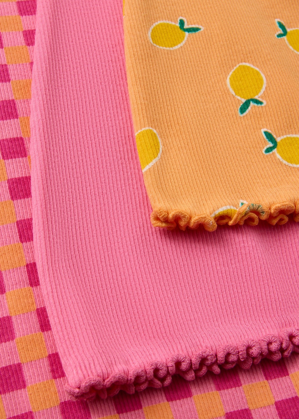 3 Pack Girls Pink Lemon Check Flare Leggings (1-7yrs)