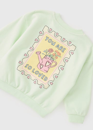 Girls Green Loved Sweatshirt & Flare Set (1-7yrs)