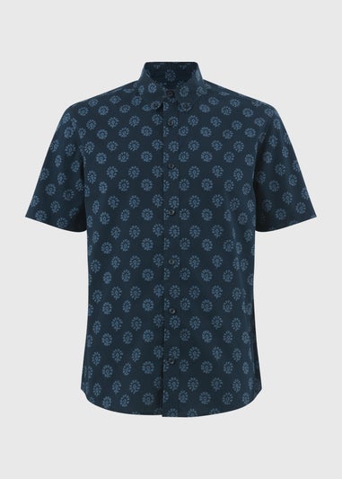Navy Geo Short Sleeve Shirt