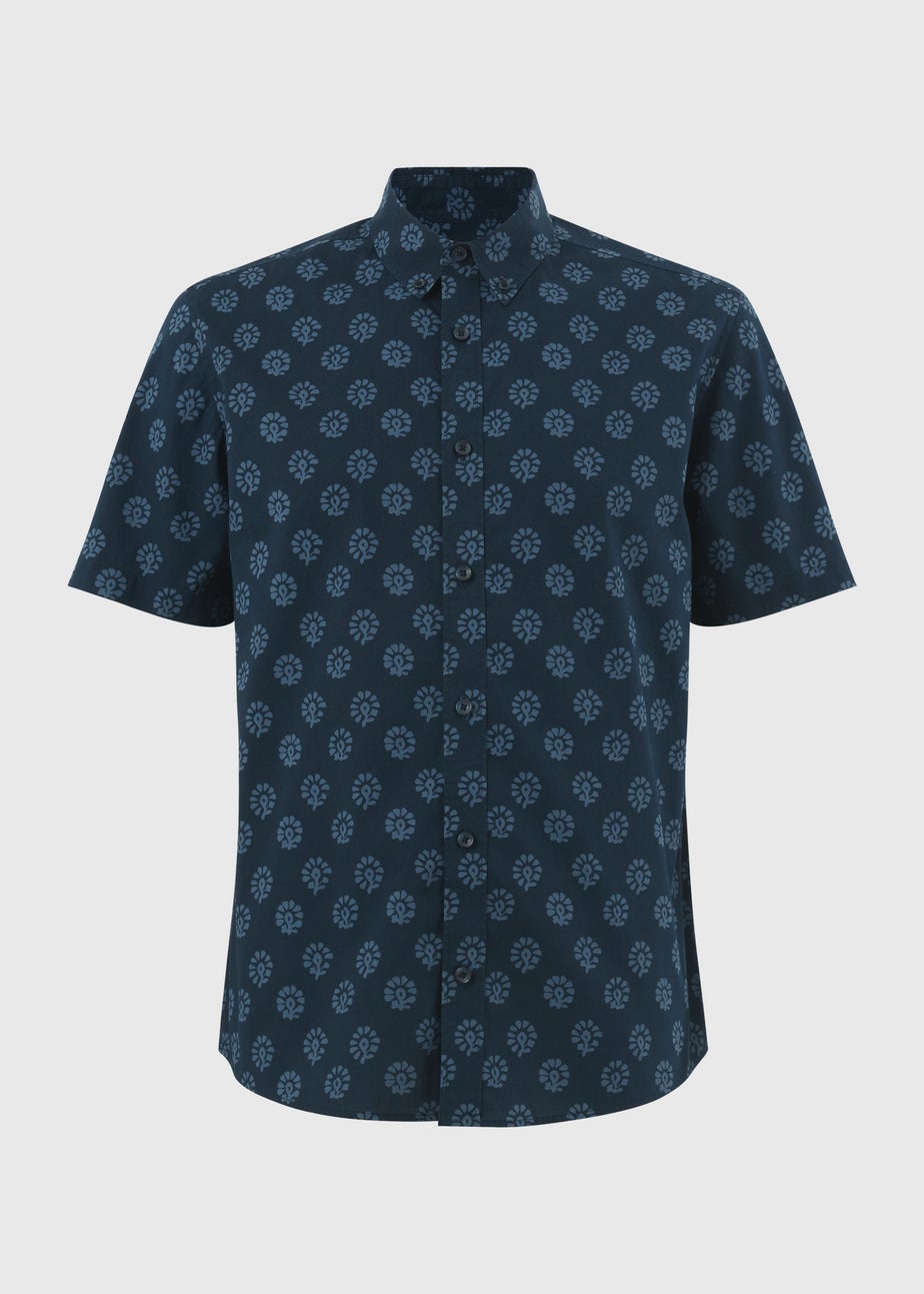 Navy Geo Short Sleeve Shirt