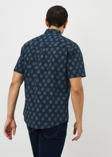 Navy Geo Short Sleeve Shirt