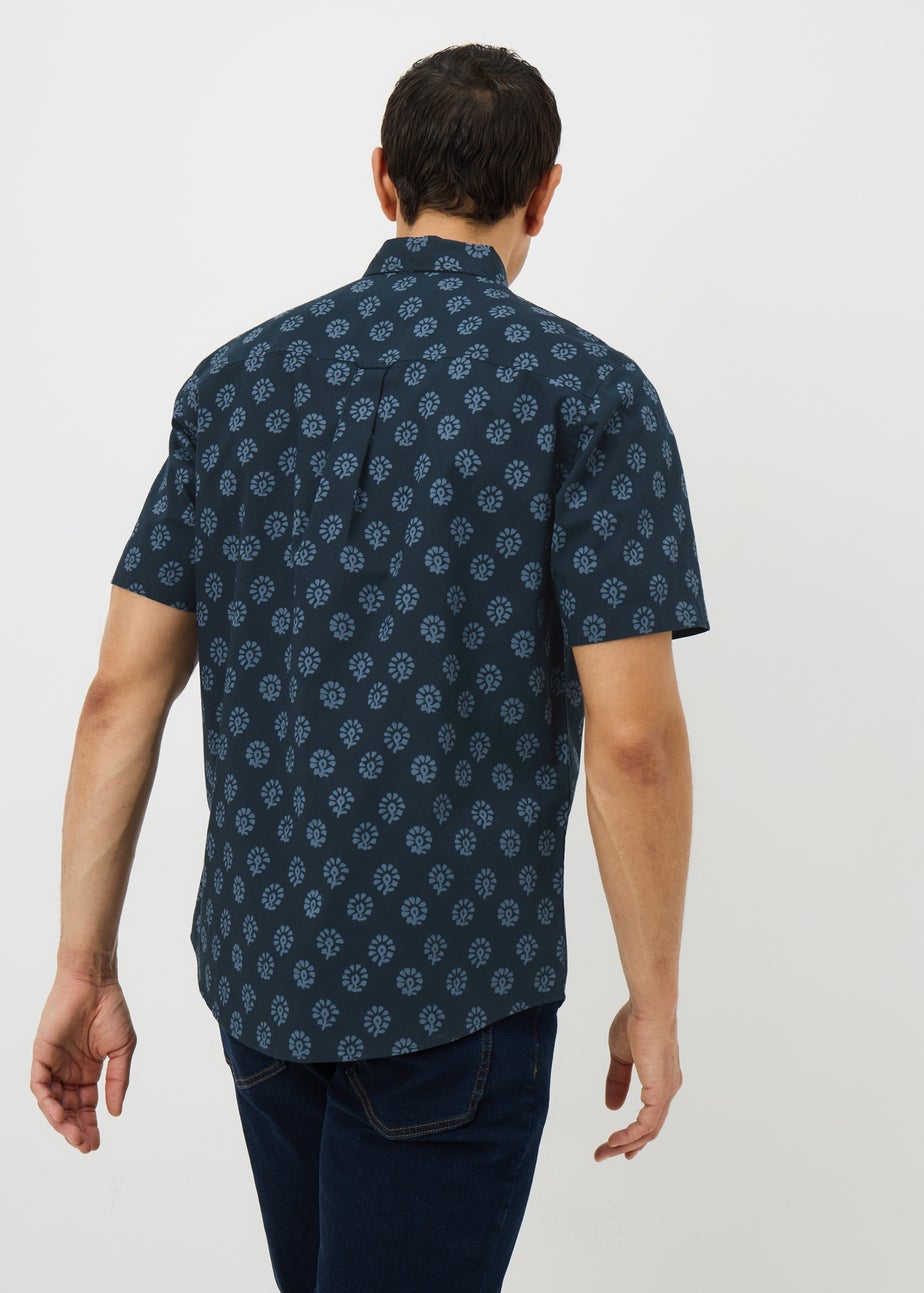 Navy Geo Short Sleeve Shirt