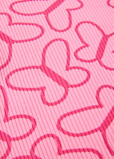 Girls Pink Butterfly Ribbed Top & Flare Set (1-7yrs)