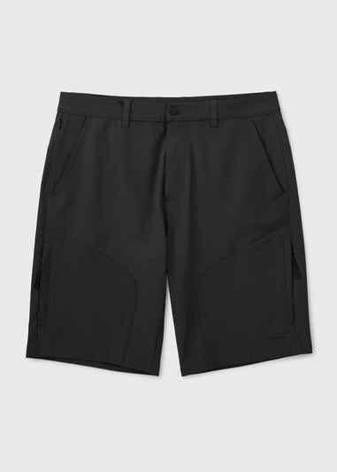 Black Drawcord  Linen Blend Shorts