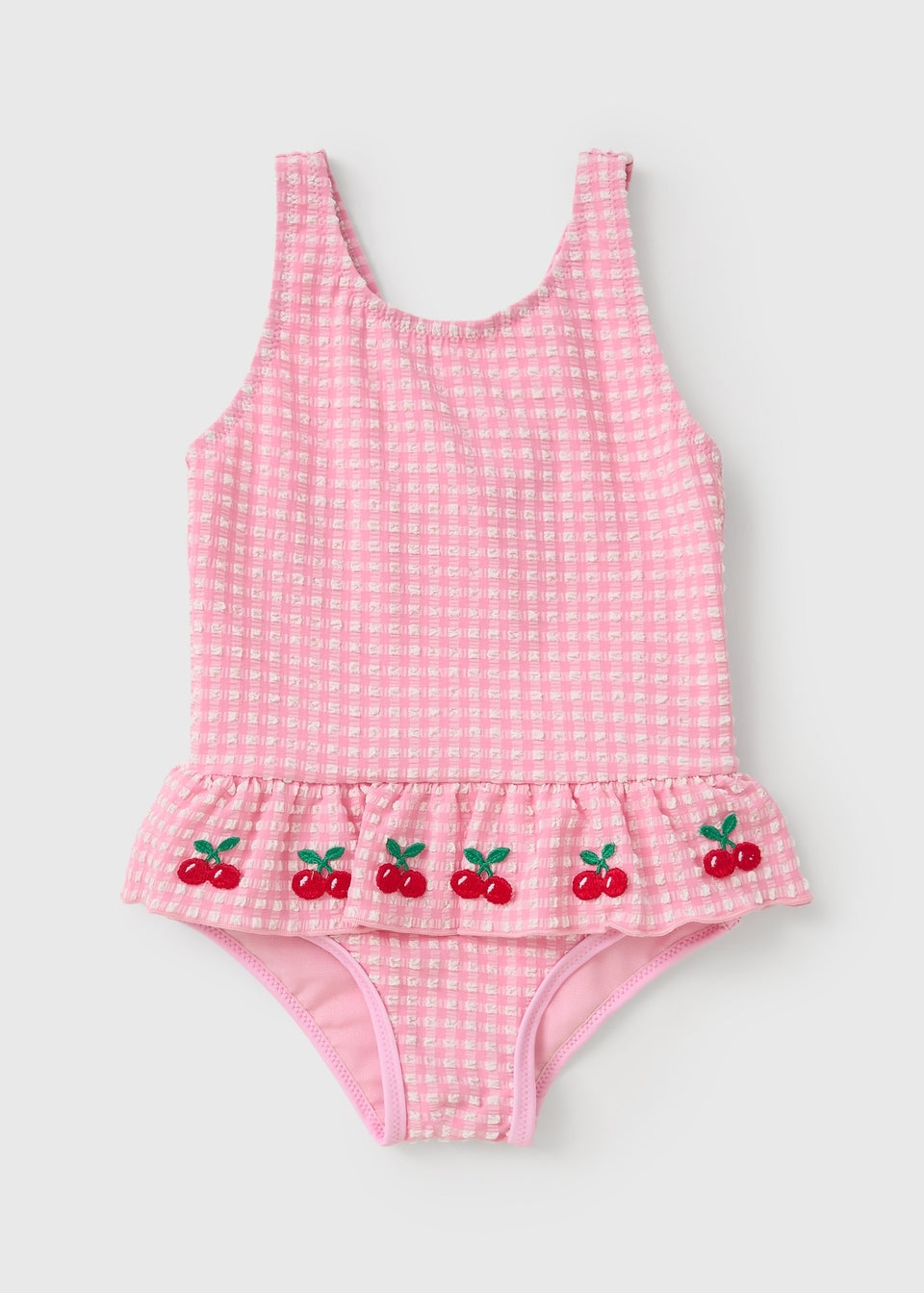 Girls Pink Cherry Frill Swimming Costume (1-7yrs)