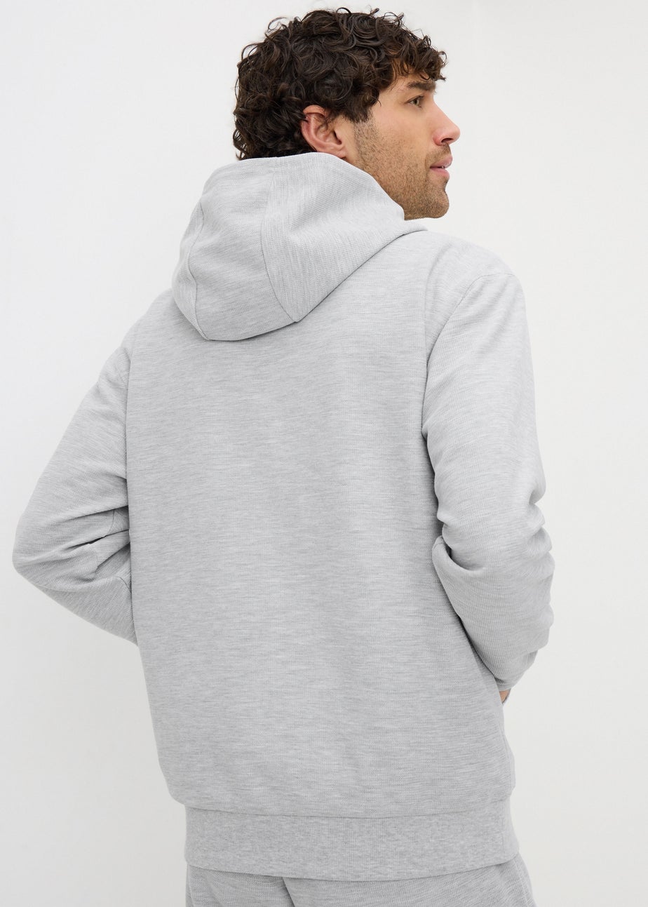 Grey Textured Zip Up Co Ord Hoodie