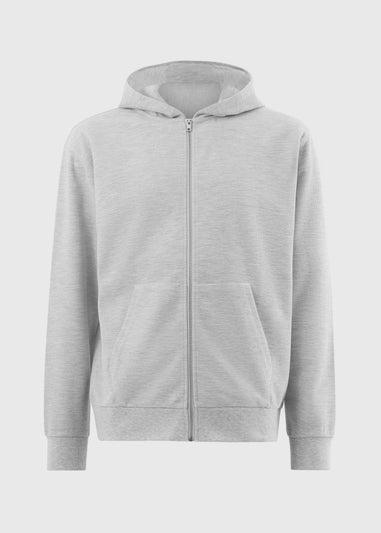 Grey Textured Zip Up Co Ord Hoodie