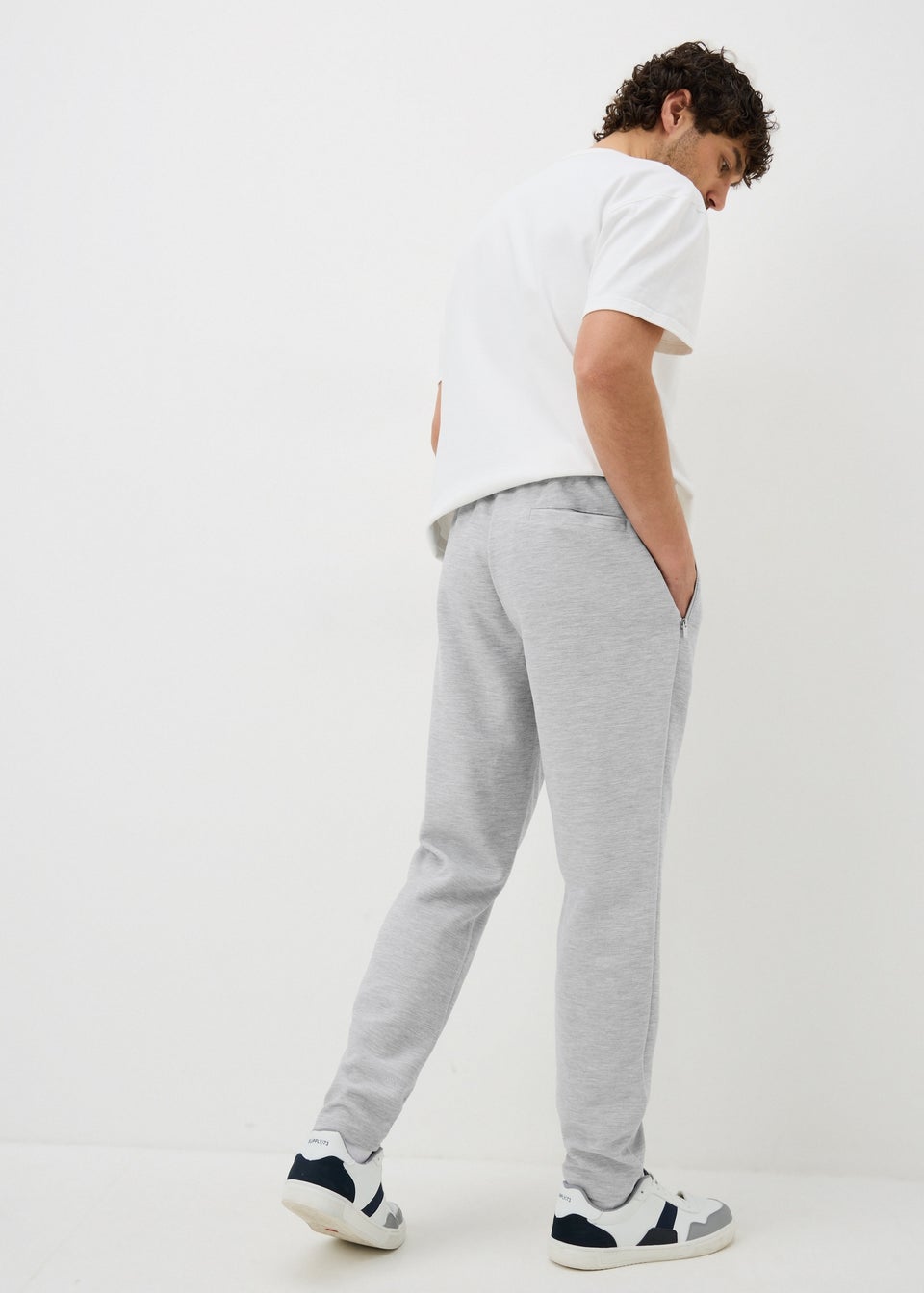 Grey Seam Front Tapered Co Ord Jogging Bottoms