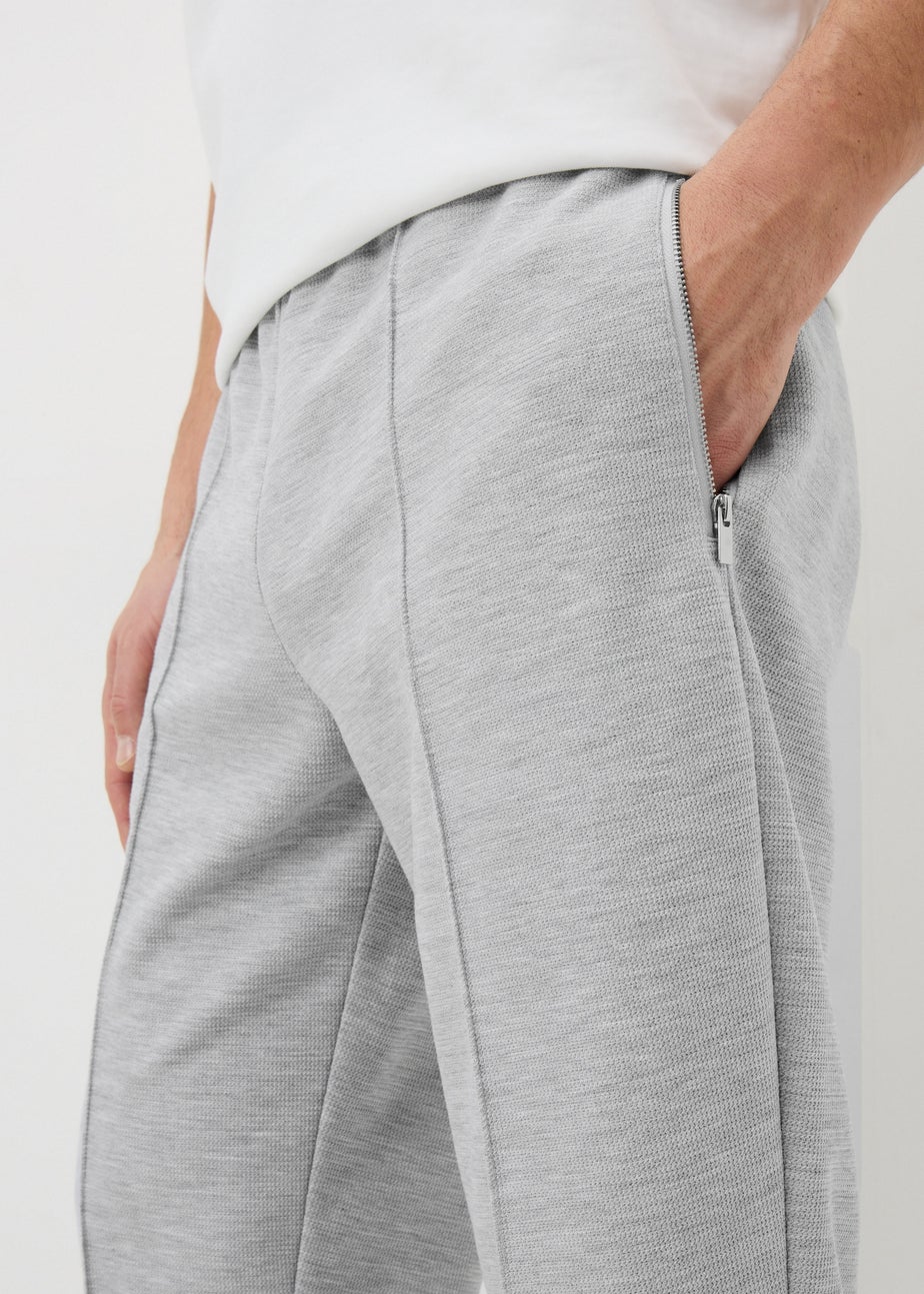 Grey Seam Front Tapered Co Ord Jogging Bottoms