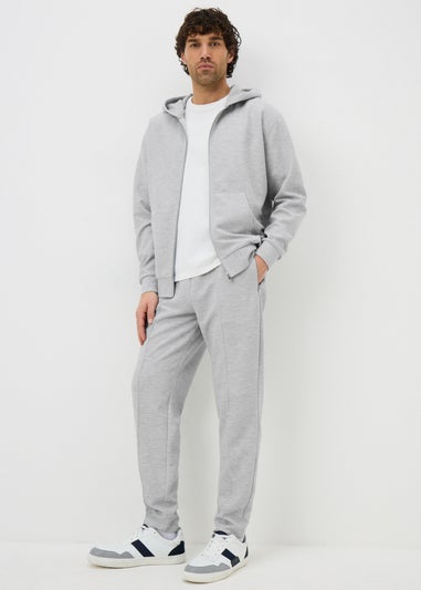 Grey Seam Front Tapered Co Ord Jogging Bottoms