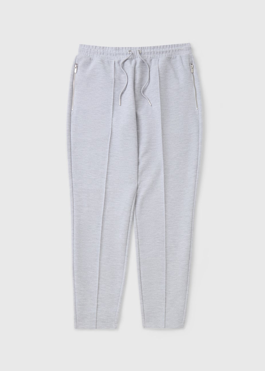 Grey Seam Front Tapered Co Ord Jogging Bottoms