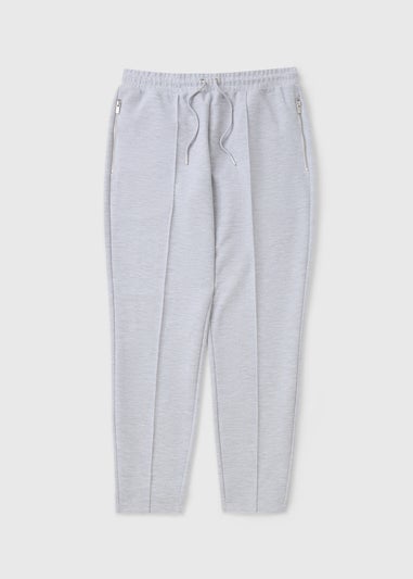 Grey Seam Front Tapered Co Ord Jogging Bottoms