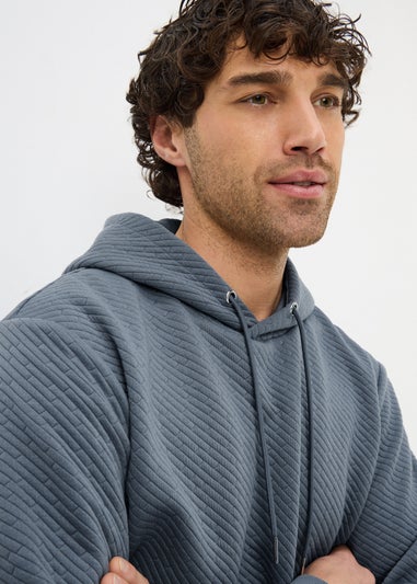 Blue Textured Co Ord Hoodie