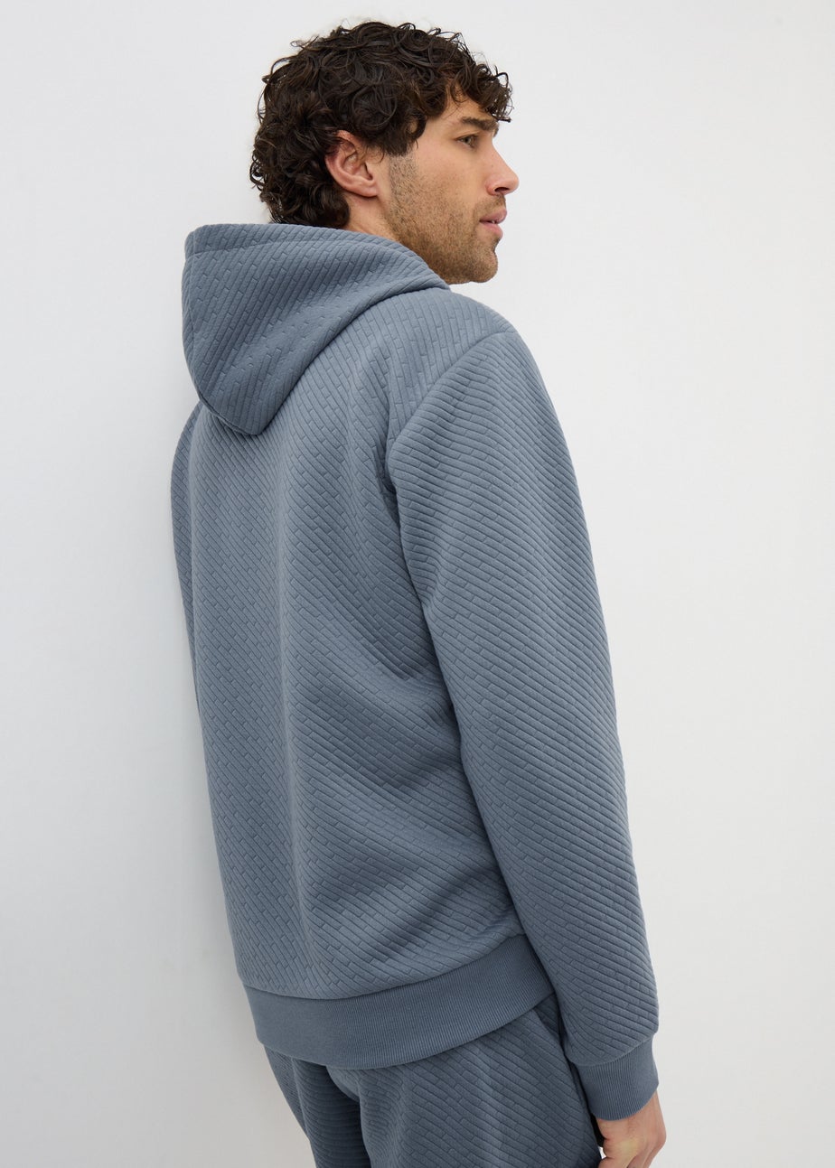 Blue Textured Co Ord Hoodie