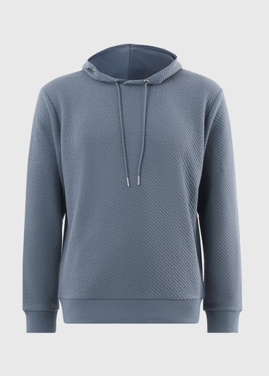 Blue Textured Co Ord Hoodie