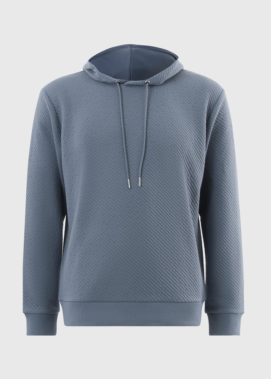 Blue Textured Co Ord Hoodie