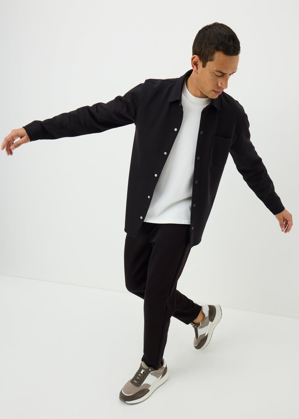 Black Interlock Co Ord Jogging Bottoms