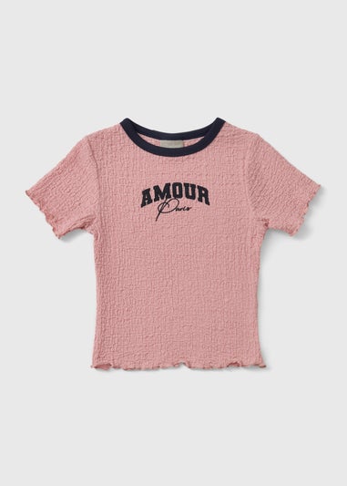 Girls Pink Amour Ringer T-Shirt (7-15yrs)
