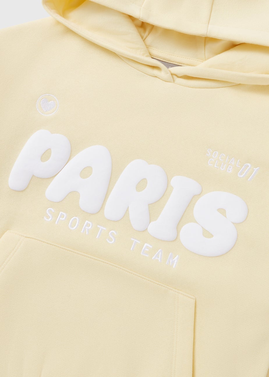 Girls Yellow Paris Slogan Hoodie (7-15yrs)
